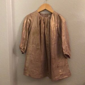 Toddler girl long-sleeve gold dress